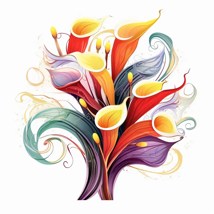 Abstract Colorful Flowers Illustration