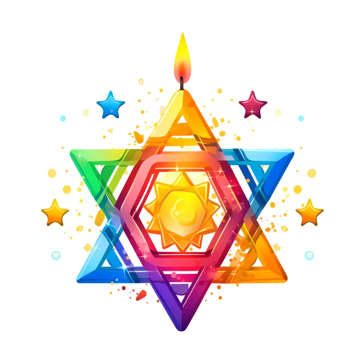 Colorful Star with Candle for Festive Decoration