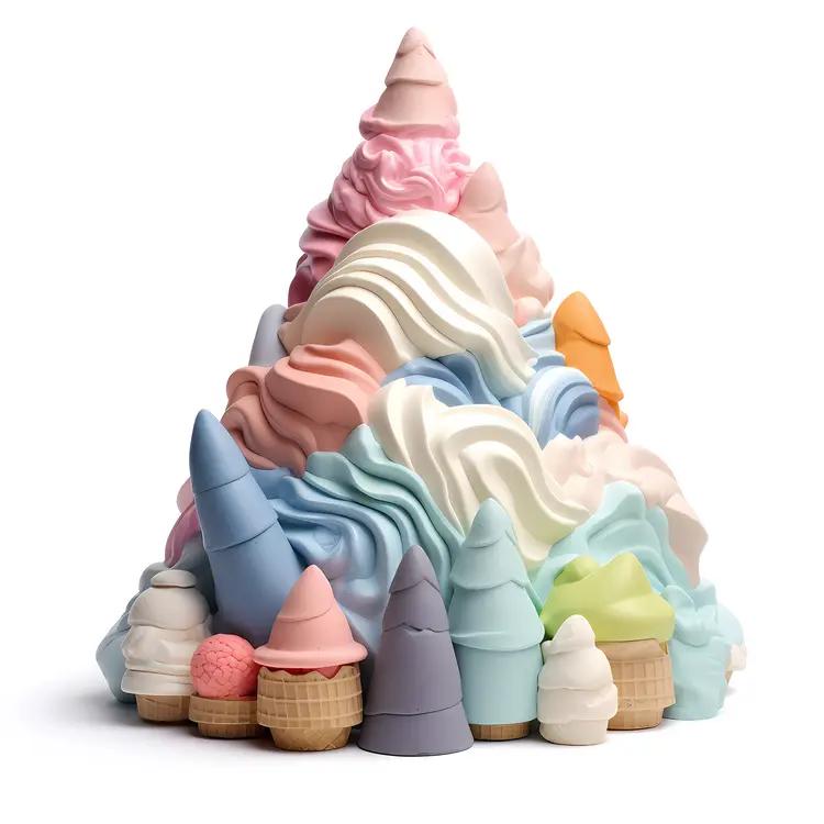 Colorful Swirled Ice Cream Cones