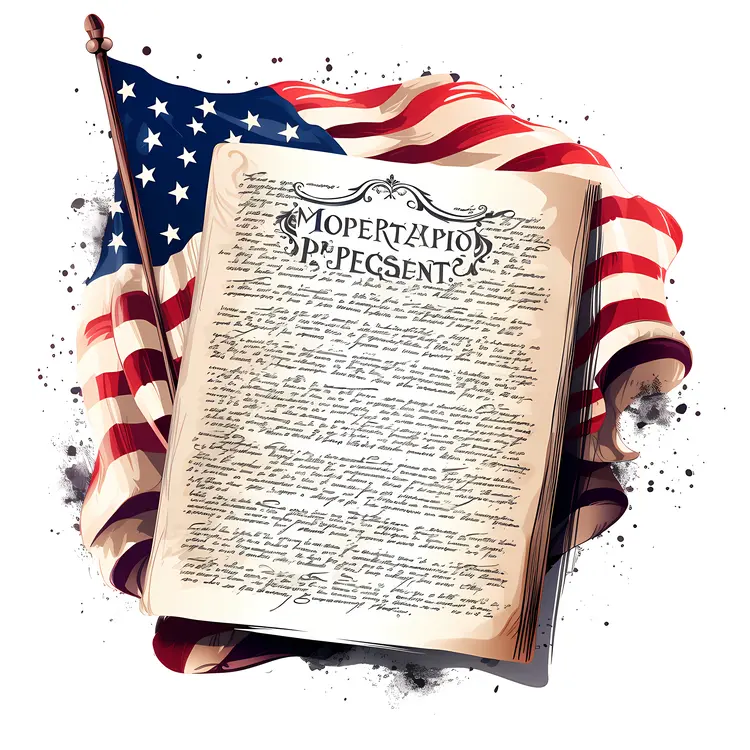 Historical Document with American Flag