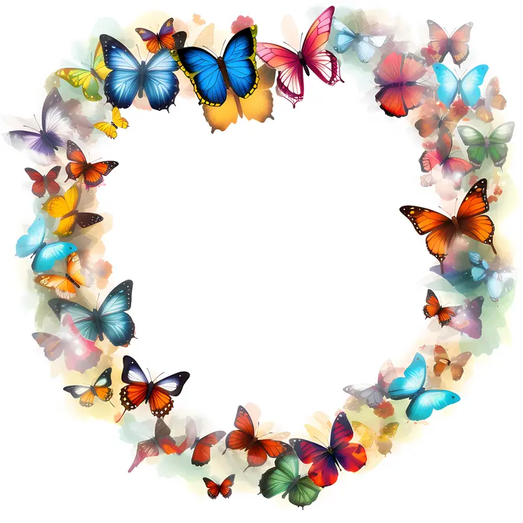 Circular Butterfly Wreath with Multicolored Butterflies