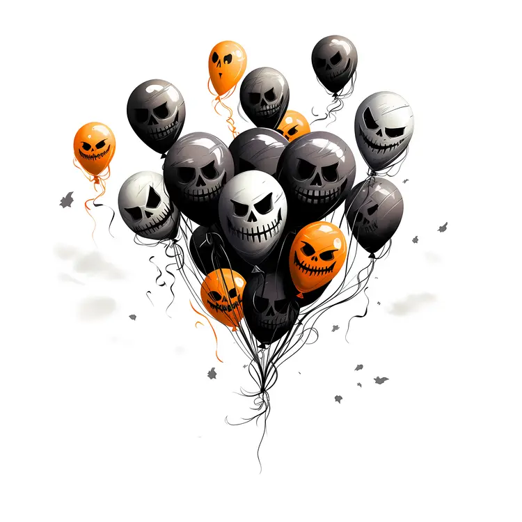 Spooky Halloween Balloons with Skull Faces