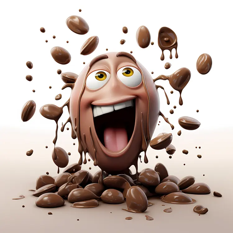 Happy Chocolate Cartoon with Nuts