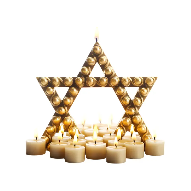 Golden Star with Many Candles for Festive Celebration