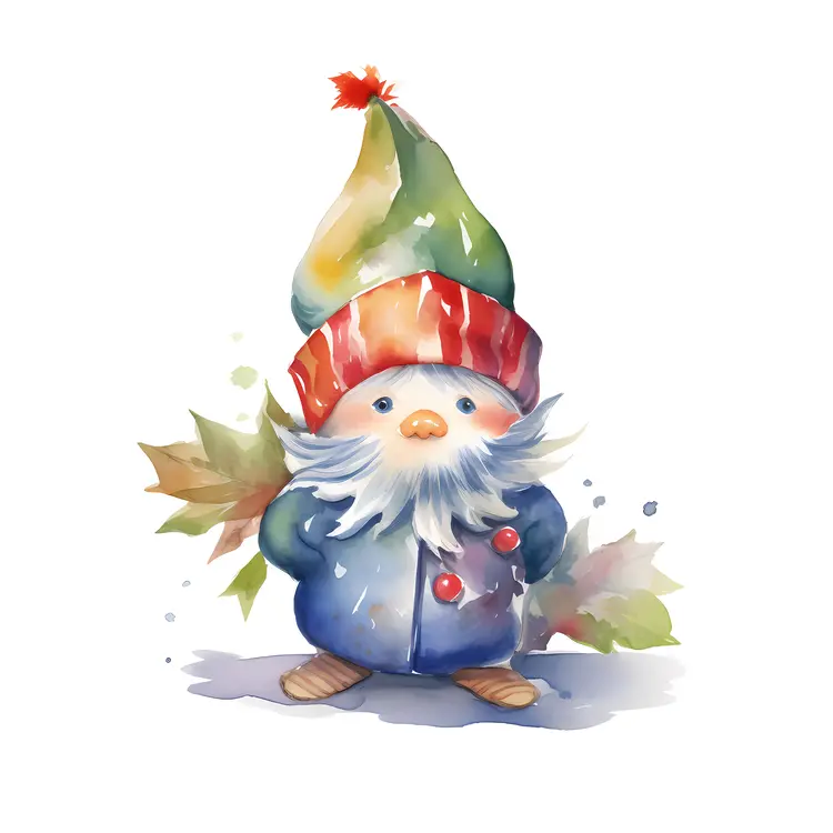Single Gnome with Leaves