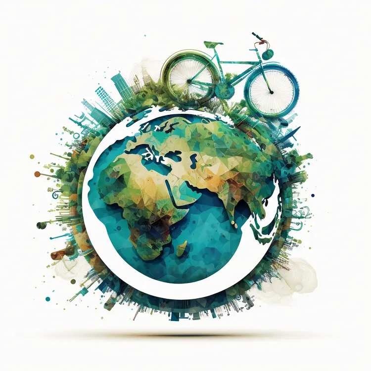 Eco-friendly Bicycle on a Colorful Earth Illustration