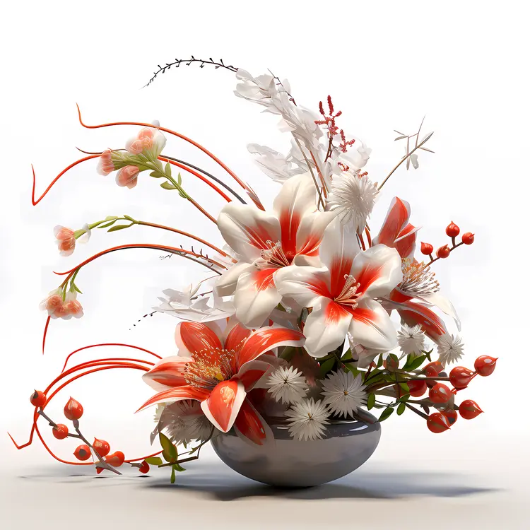 Artistic Red and White Flower Bouquet