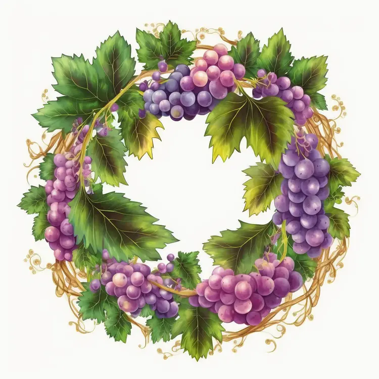 Beautiful Grape Wreath with Green Leaves
