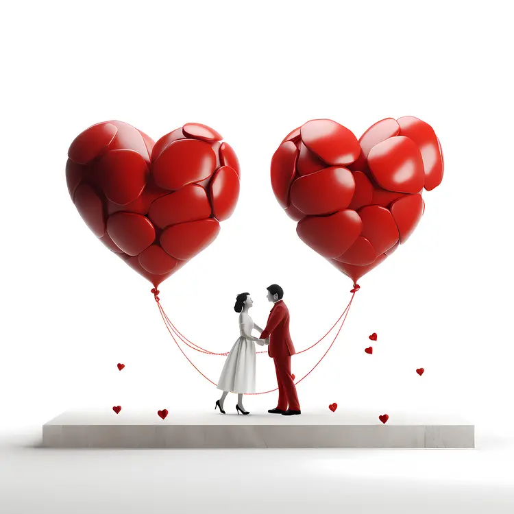 Couple with Heart Balloons