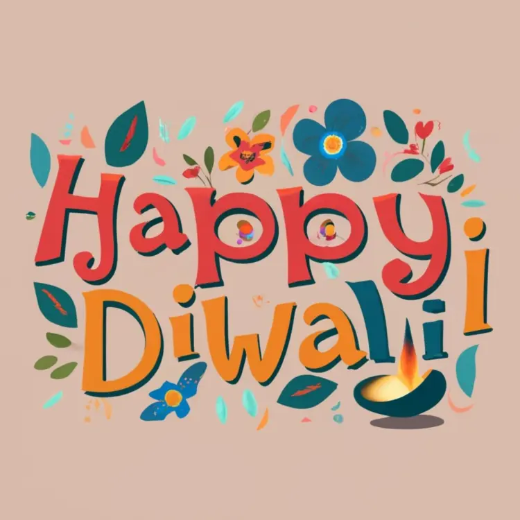 Happy Diwali with Flowers and Diya