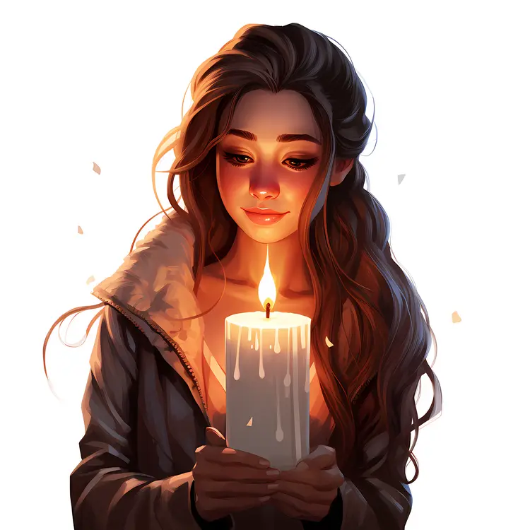Woman Holding Candle with Warm Glow