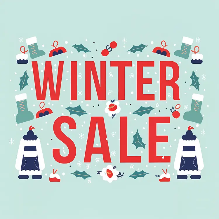 Winter Sale with Winter Clothing and Holly