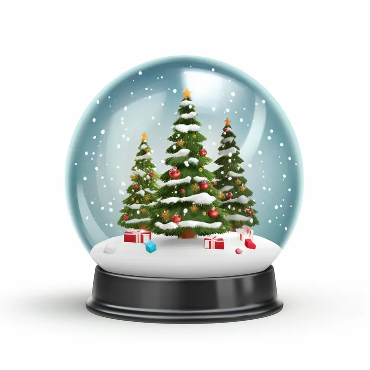 Christmas Tree in Snow Globe with Gifts
