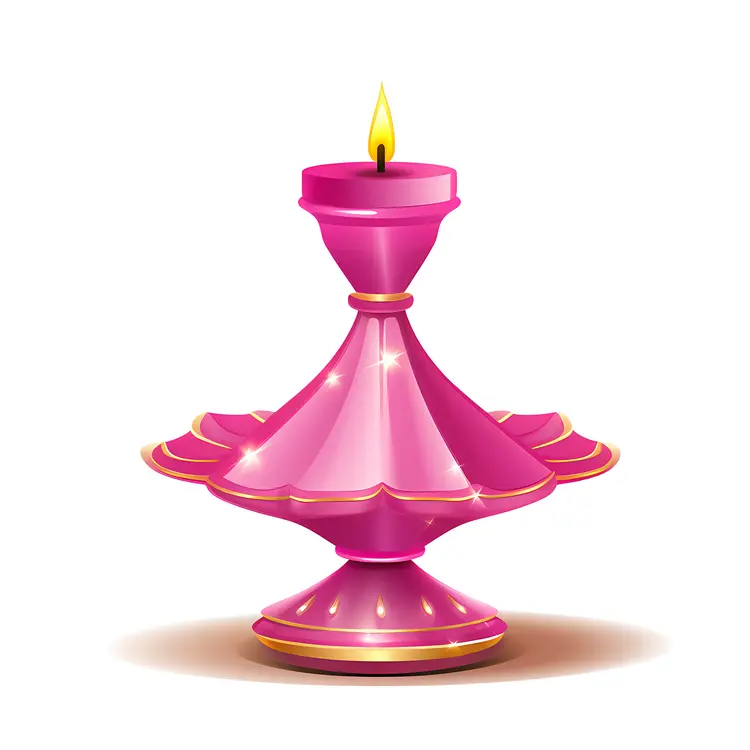 Elegant Pink Candle Holder with Flame