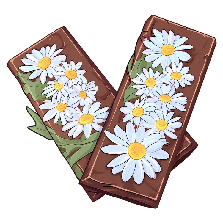 Chocolate Bars with Daisy Flower Decorations