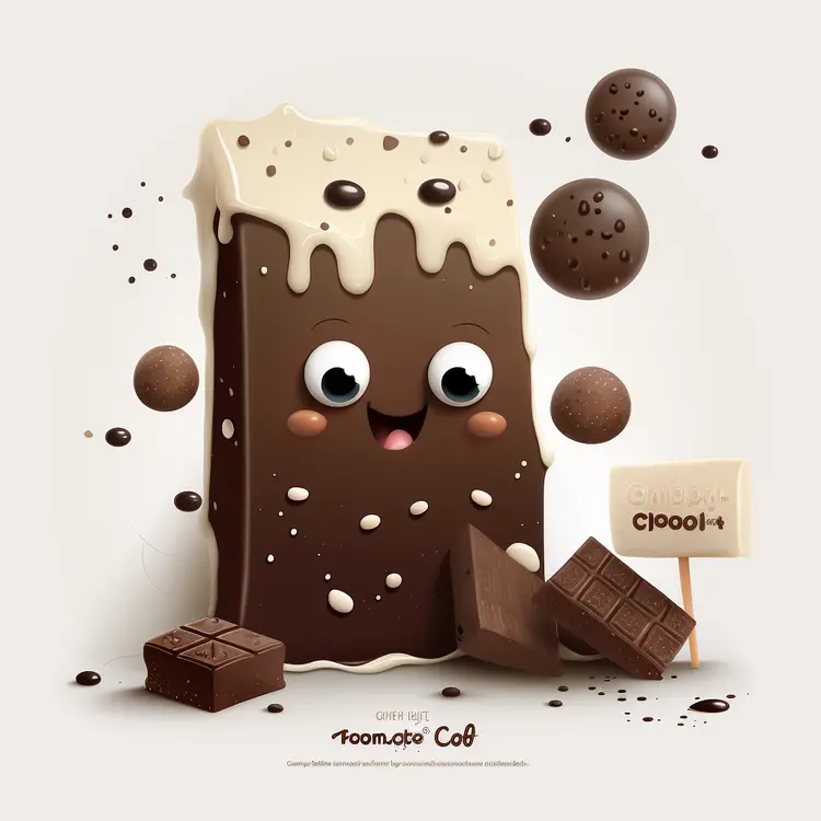 Cute Cartoon Chocolate Bar with Candy and Sweets
