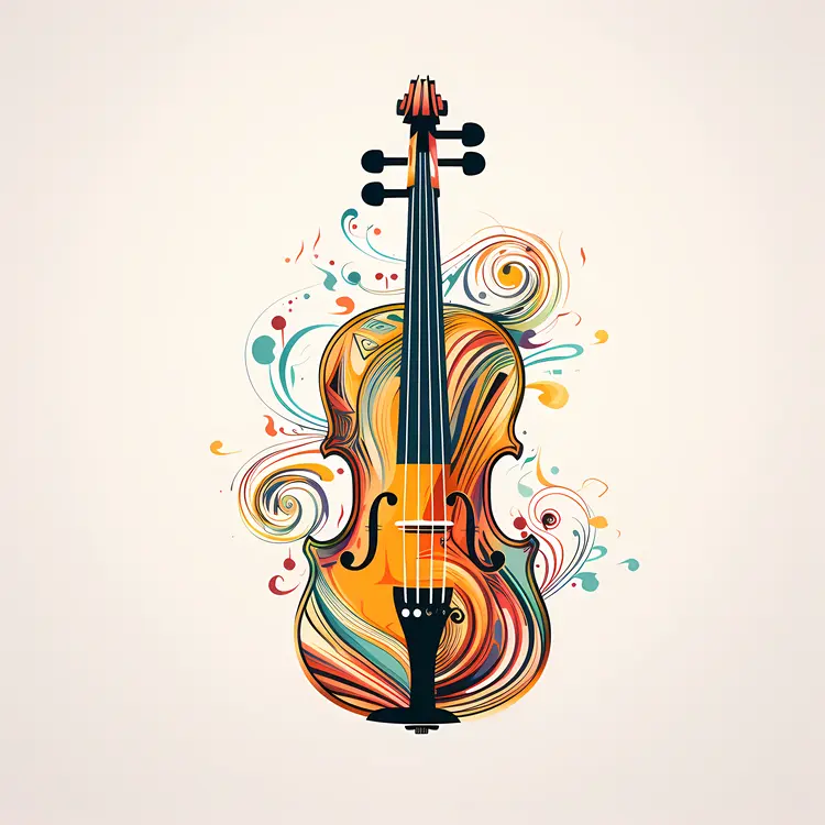 Colorful Violin with Swirling Design