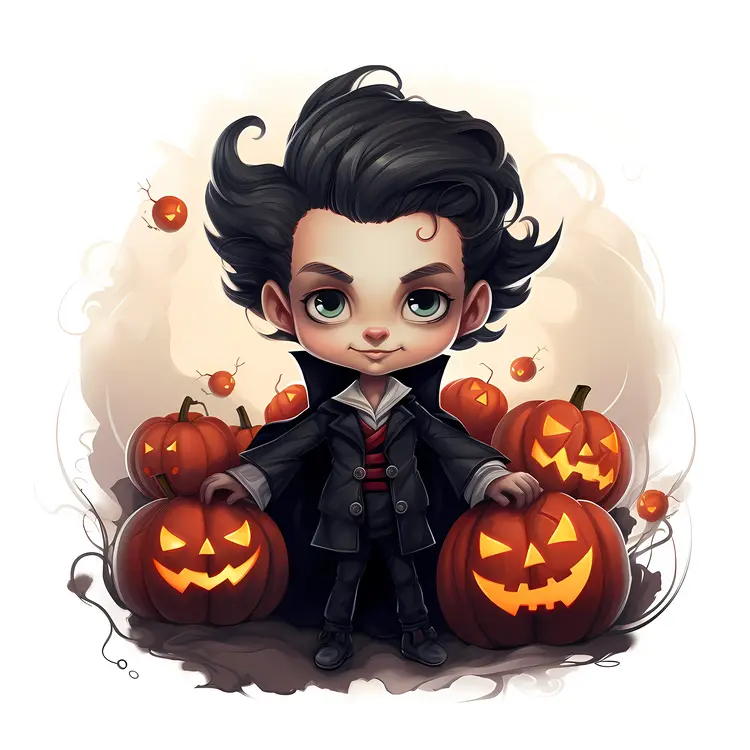 Cute Boy with Pumpkins