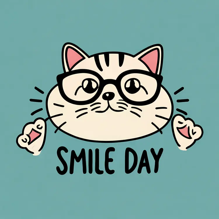 Cute Cat with Glasses for Smile Day