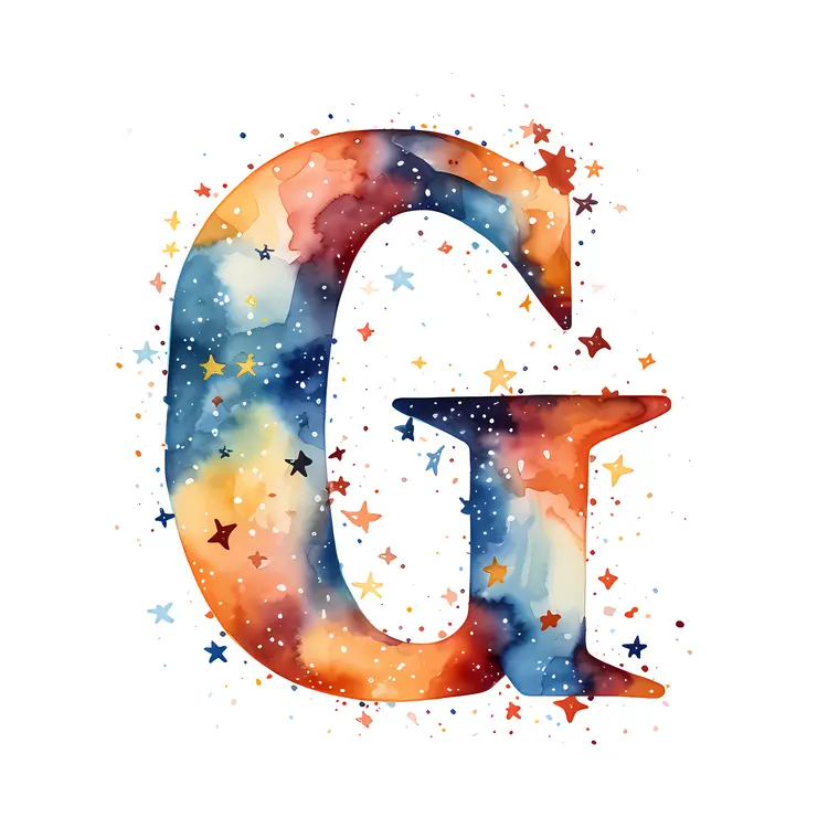 Colorful G Letter with Stars