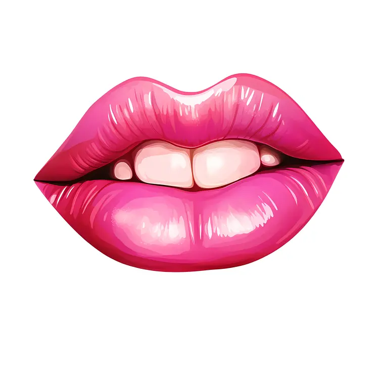 Glossy Pink Lips Illustration