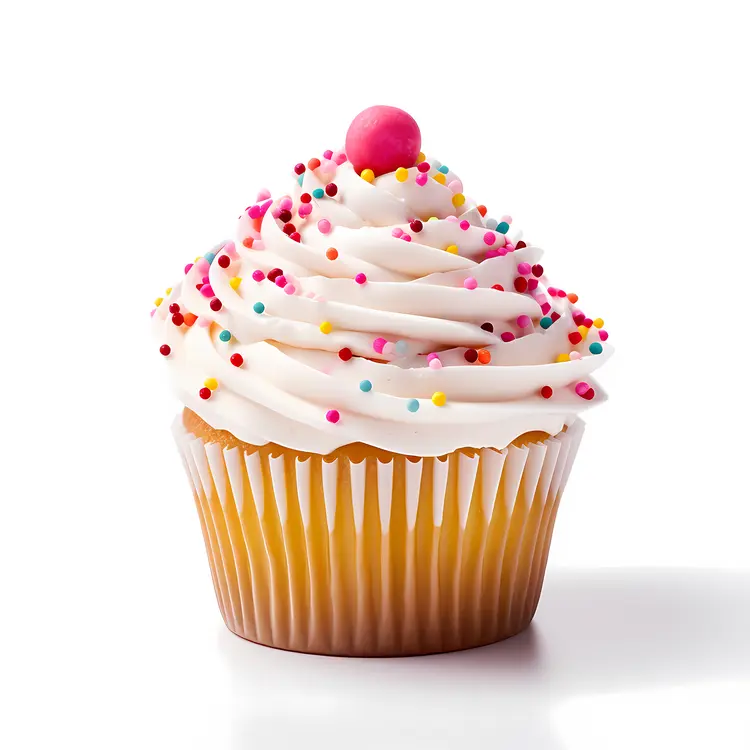 Cupcake with Pink Candy and Sprinkles