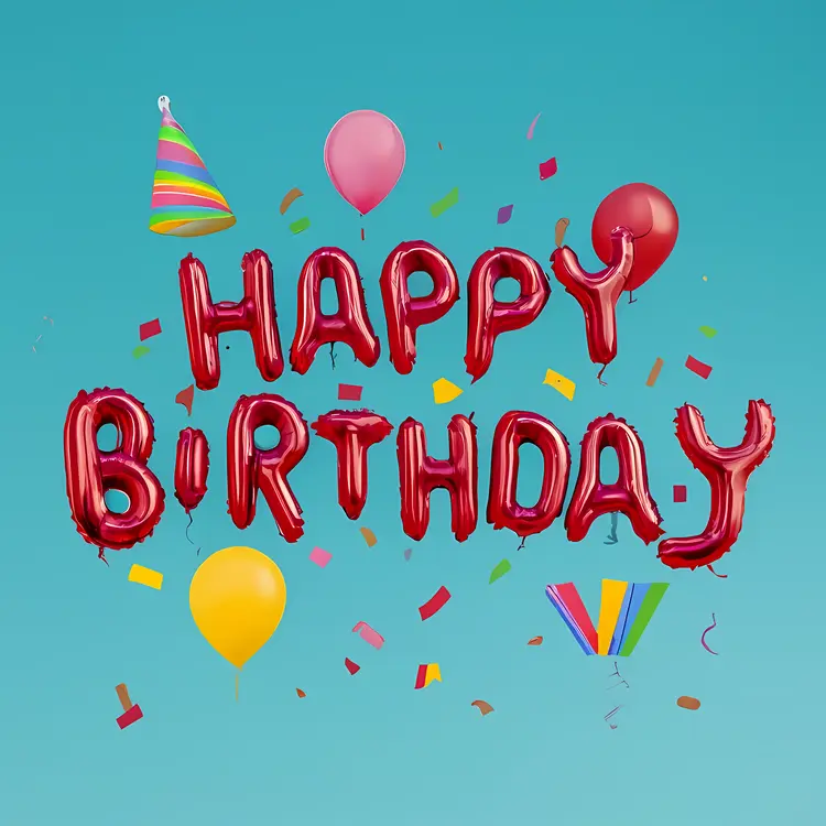 Happy Birthday with Red Balloon Letters