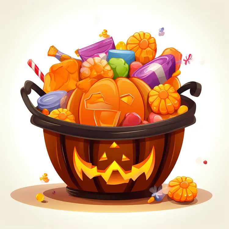 Halloween Pumpkin Basket Filled with Candy