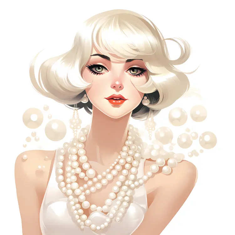 Elegant Woman Wearing Pearls