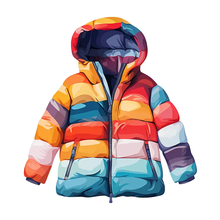 Colorful Puffer Jacket with Hood