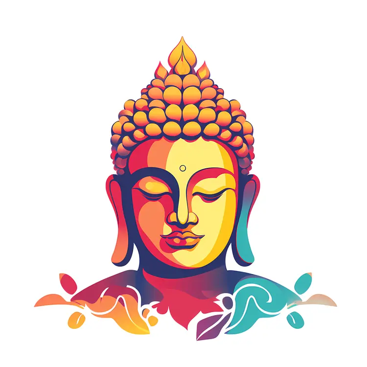 Colorful Buddha Head Illustration