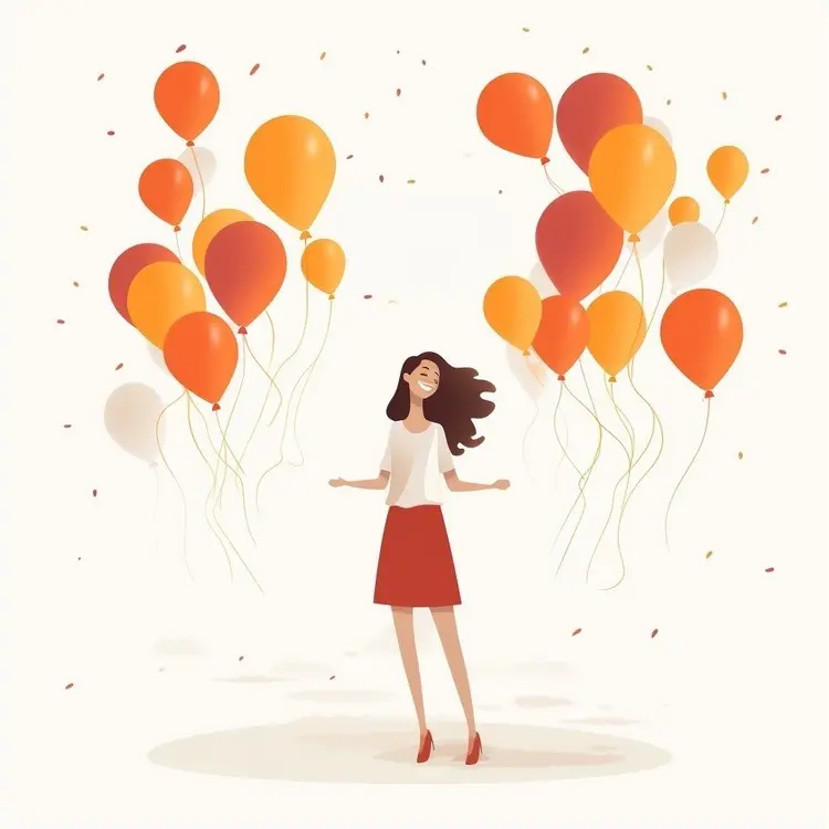 Joyful Woman with Balloons