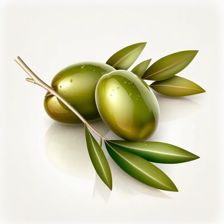 Green Olives with Branch and Leaves