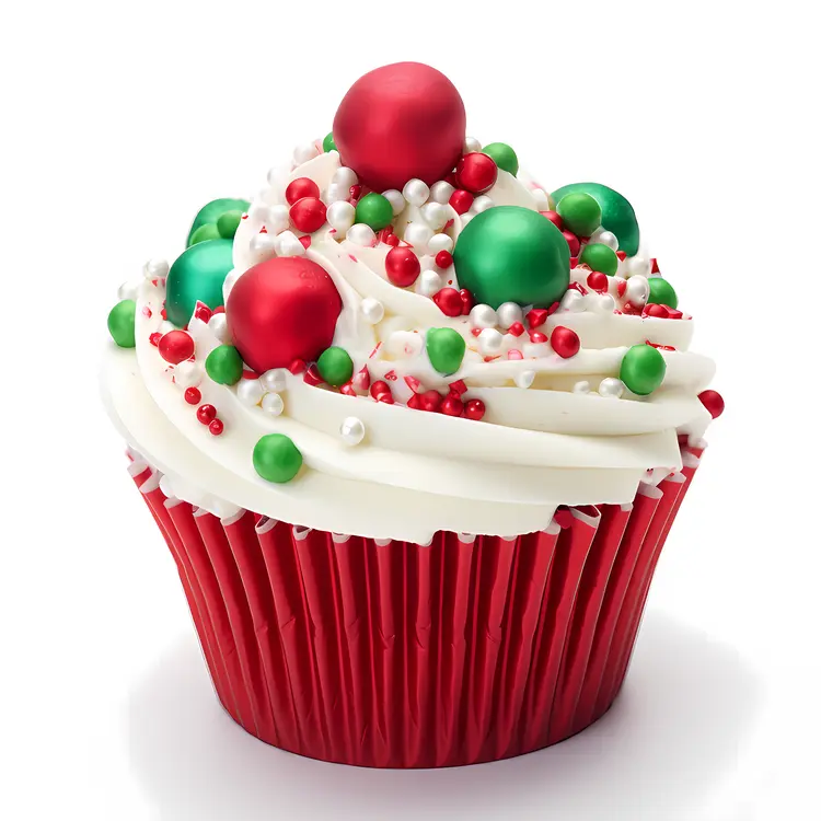 Cupcake with Red and Green Sprinkles