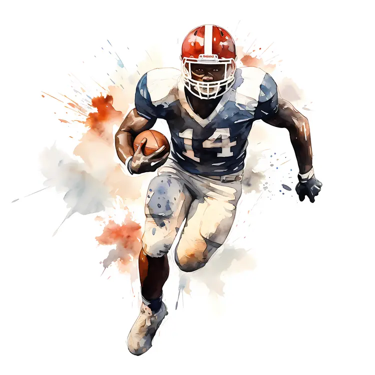 Football Player in Blue Jersey