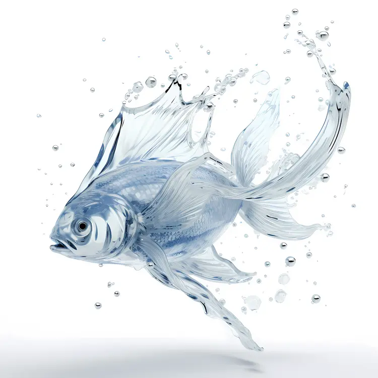 Beautiful Transparent Fish with Water Splash