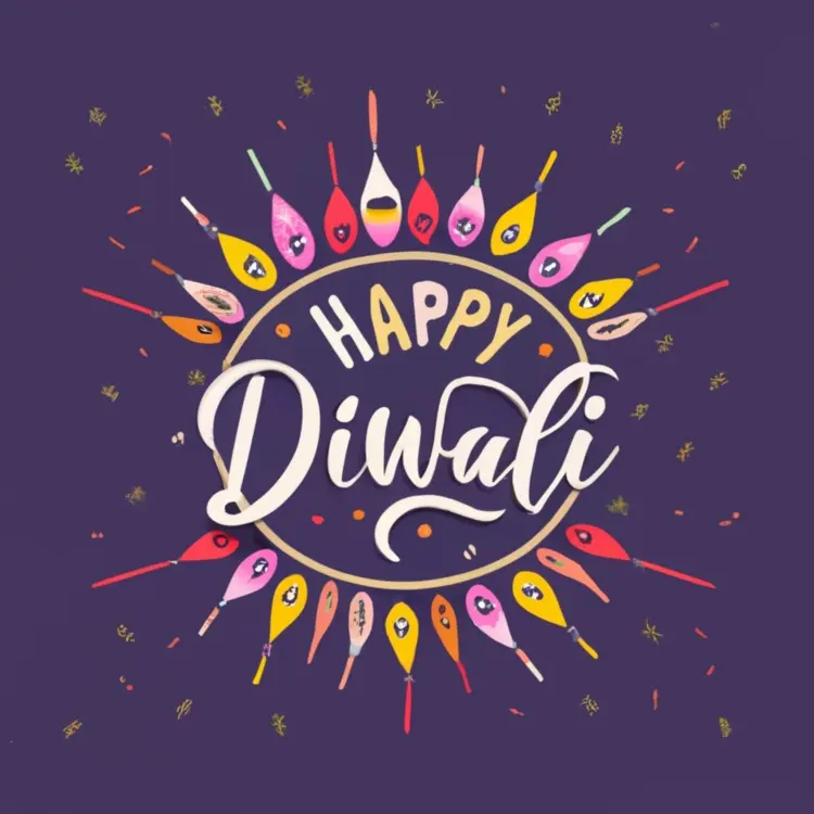 Happy Diwali with Colorful Lamps