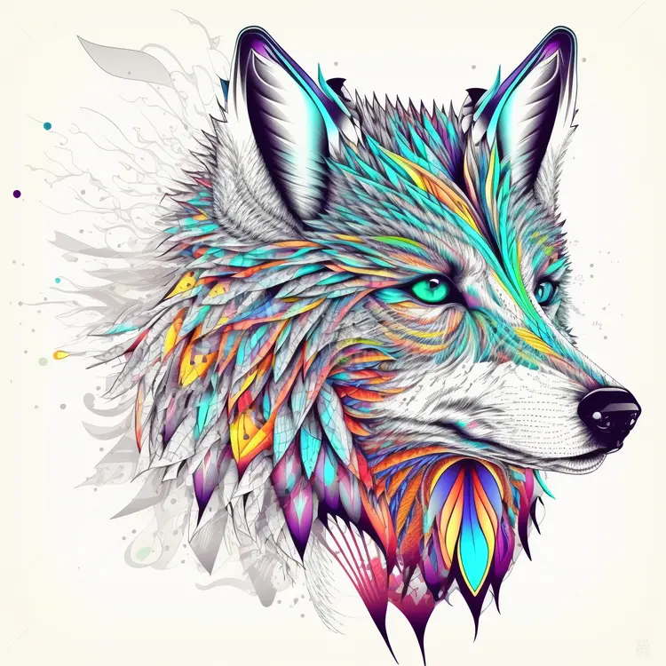 Colorful Wolf Illustration in Artistic Style