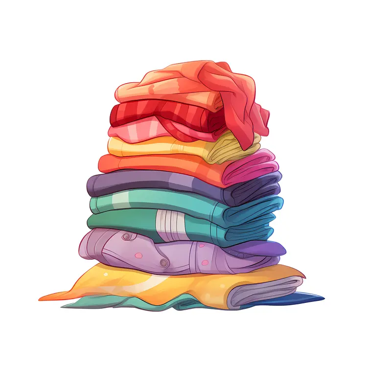 Neatly Stacked Colorful Folded Clothes