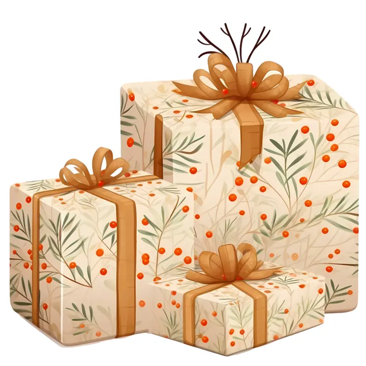 Beautifully Wrapped Gift Boxes with Ribbons