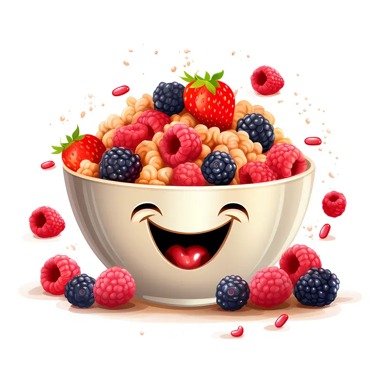 Happy Cereal Bowl with Berries