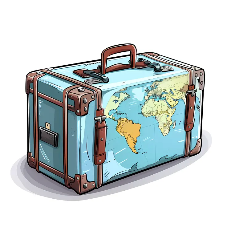 Suitcase with World Map Illustration