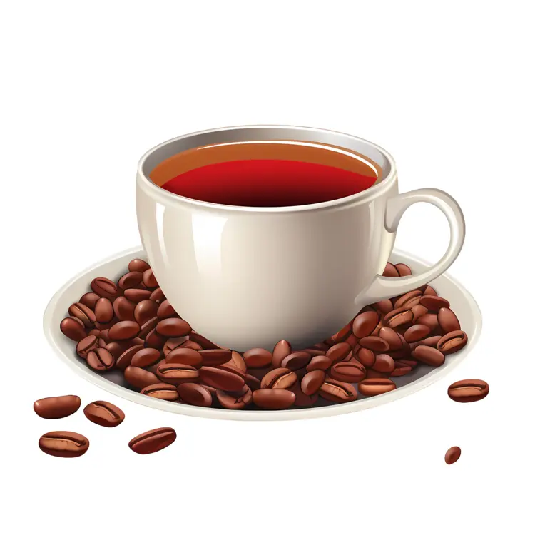 Coffee cup with beans on saucer