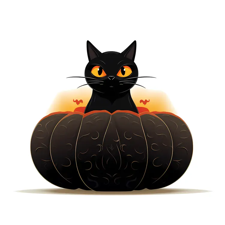 Black Cat in a Pumpkin