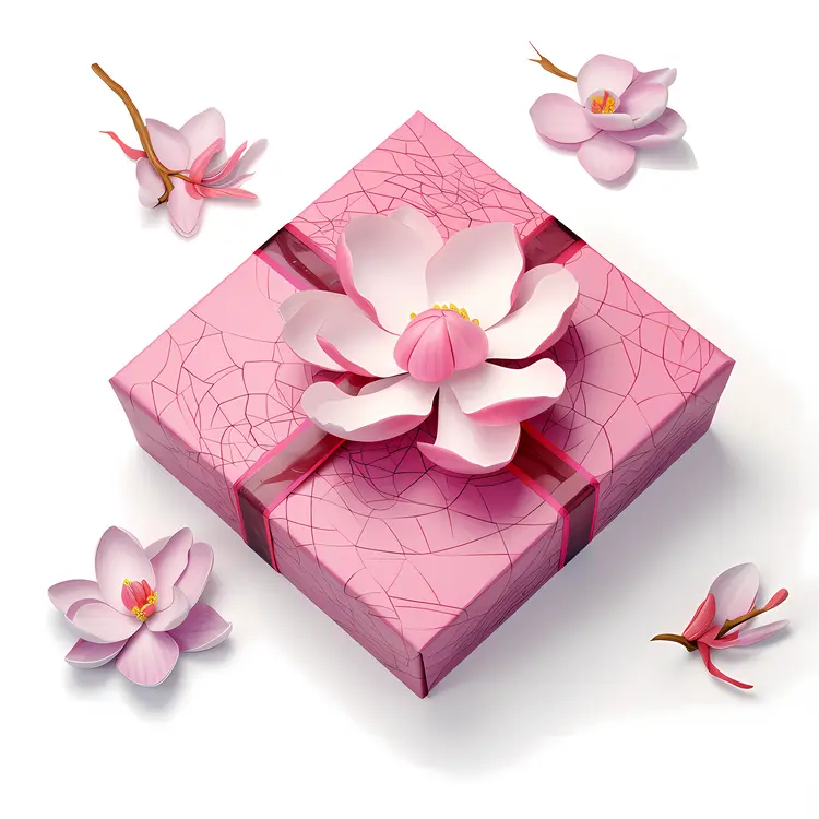 Beautiful Pink Gift Box with Floral Design