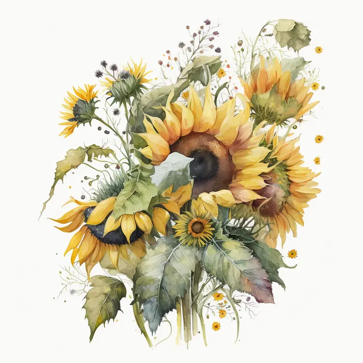 Beautiful Sunflower Bouquet Illustration