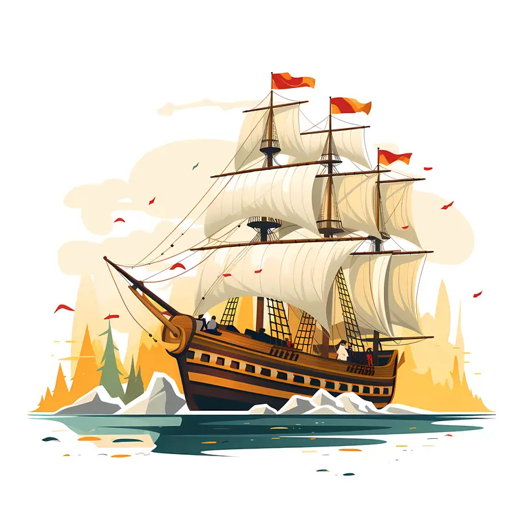 Classic Sailing Ship on the Ocean