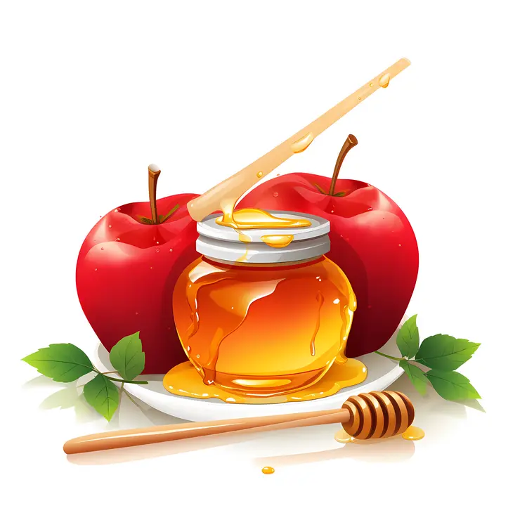 Honey Jar with Red Apples for Rosh Hashanah