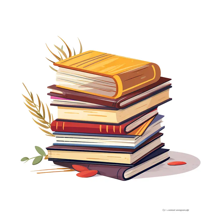 Stack of Books with Wheat
