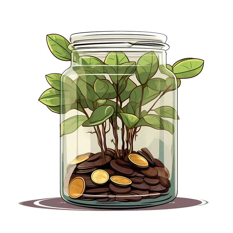Money Plant in a Jar with Coins